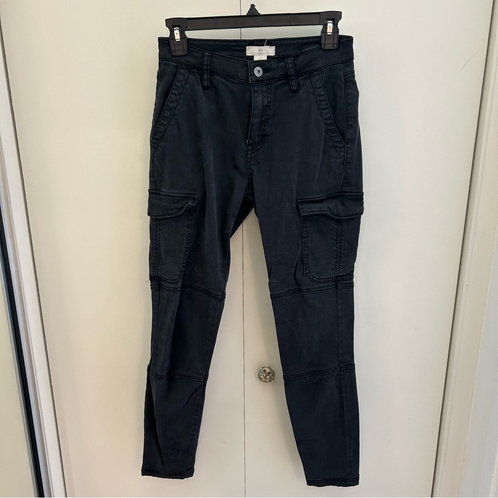Women's Skinny Black Mid Rise Cargo Jeans